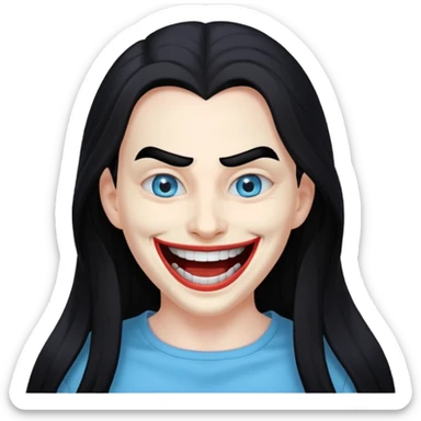 Una cara con risa malvada quitándose una máscara con una sonrisa agradable  sticker