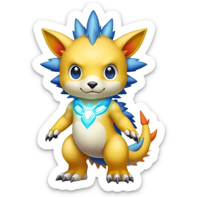 Cute cool colorful fantasy-Digimon-animal-hybrid full body sticker