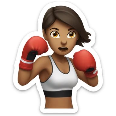 Brunette woman boxer throwing a punch sticker