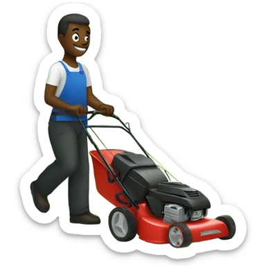 Black bird hand mowing the lawn  sticker