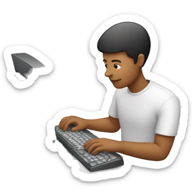 person typing on computer sticker
