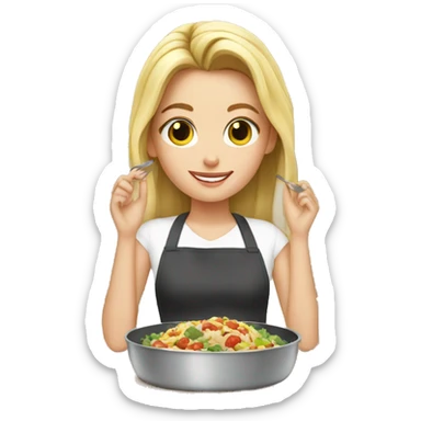 white girl making lunch sticker