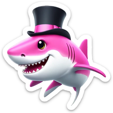 Pink Shark with a top hat sticker