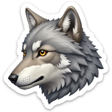 gray wolf head profile view, side view sticker