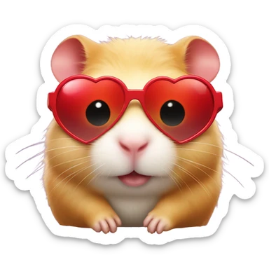 a hamster with red heart sunglasses  sticker