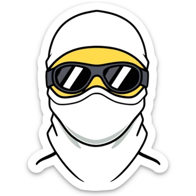 Face with black balaclava and black tinted sports glasses sticker