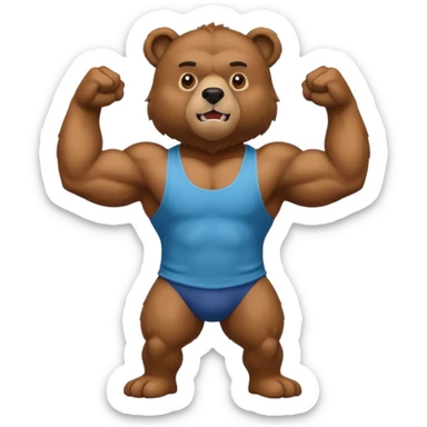 flexing bear with tanktop sticker