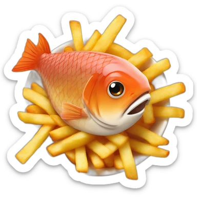 Kibbelibg fish in a french fries Like Bowl/plate sticker