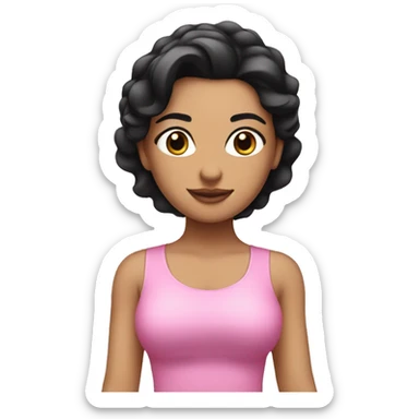 Pink Pilates princess with black hair  sticker