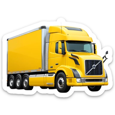 Volvo sleeper semi truck bright yellow three-quarters view sticker