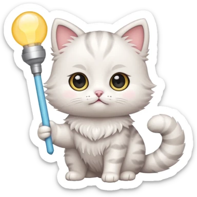 chibi cute cat holding a light stick sticker