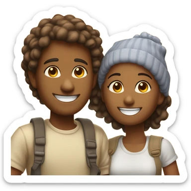 cheerful couple in sunlight in Mykonos  sticker