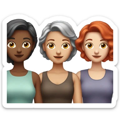 Three girlfriends. One grey hair, one red head, and one dark brown hair sticker