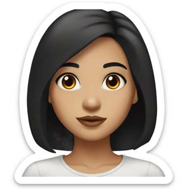 beautiful girl, brown eyes, shoulder length medium black hair, small rosy lips sticker