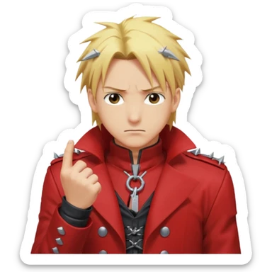 Create a Full Metal Alchemist Brotherhood Edward emoji for a teams chat but make it more original to the anime style sticker