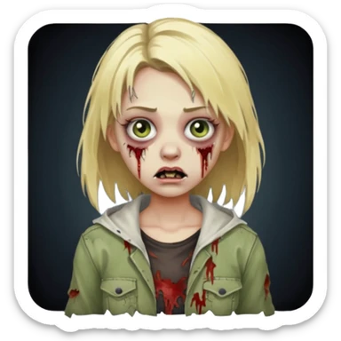 Girl zombie with blonde hair sticker