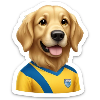 golden retriever in soccer jersey sticker