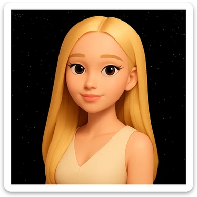 Slightly improve the girl's appearance, showing her below the shoulders in the same 3D emoji style. Keep her features natural and harmonious, maintaining the 3D emoji look and feel. sticker