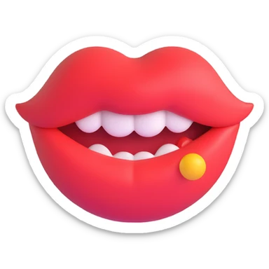 exaggerated, playful puffy lips emoji style sticker