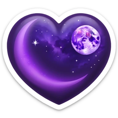 dark purple heart with a purple Moon sticker