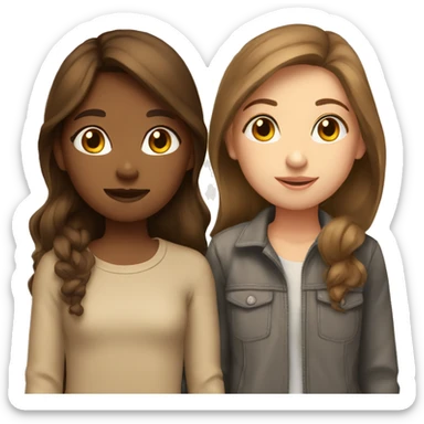 brown haired girl and light brown haired girl kissing sticker