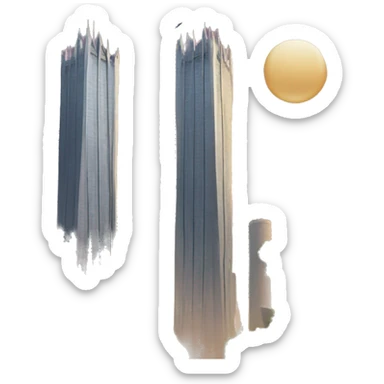 Two towers with plane going towards it  sticker