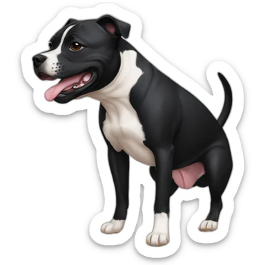Black Staffordshire bull terrier slipping sticker