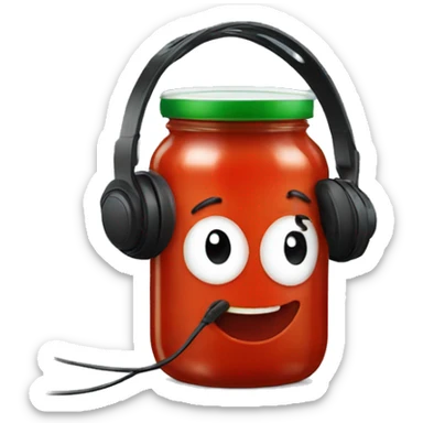 tomato sauce jar with headphones sticker