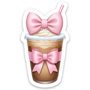 light pink bow on light pink bow on a ice coffe sticker