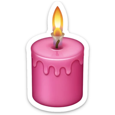 A pink candle with a flame on it, viewed from above. sticker