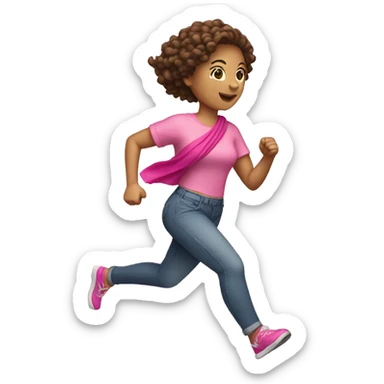 woman with short curly hair running with pink bandana around arm sticker