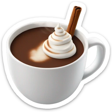 hot chocolate with whipped toasted marshmallow in a plain white mug sticker