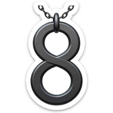 Emoji, gothic chain link shaped as number 8, forged from matte black steel, thick industrial form, subtle metal texture, no glow, no neon, flat emoji design, centered, transparent background sticker