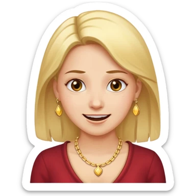 Female with Gold Necklace, fair skin, different expressions. sticker