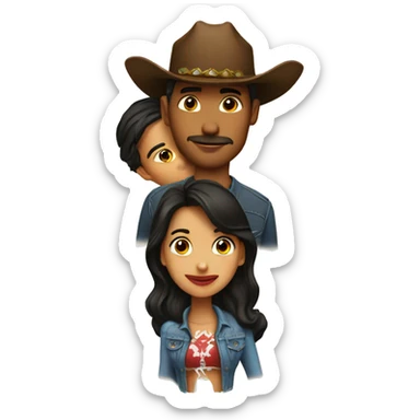 kiss, tall boyfriend, Latina with cowboy  sticker