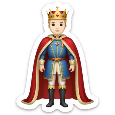 Full body of Carlos I of Spain, Habsburg king standing in royal attire with crown, cape, and prominent jaw sticker