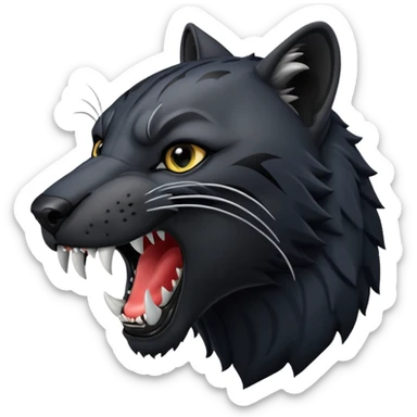 A black panther biting a wolf sticker