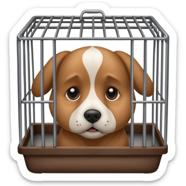 dog in dog cage sticker