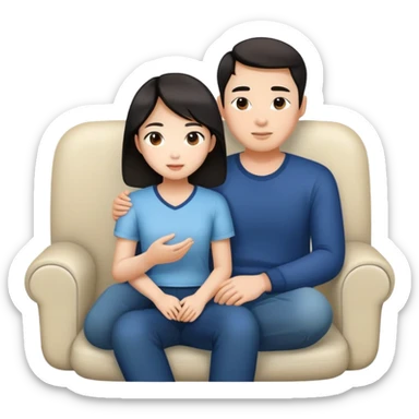 Asian girl sitting on white guy’s lap sticker