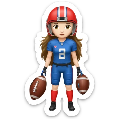 Long Haired Football Players, Female player, full body sticker