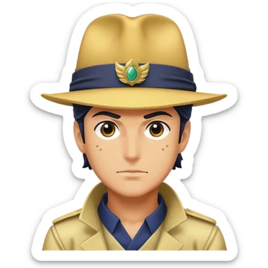 Emoji pointing foward with jotaro Kujos hat sticker