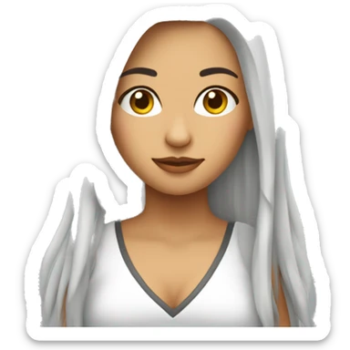 Chica blanca con el pelo largo usando un portátil  sticker