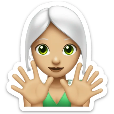 girl with green eyes making love heart with hands  sticker