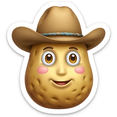 A potato wearing cowboy hat  sticker