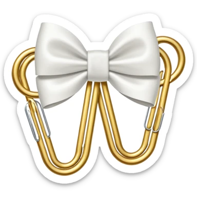 one gold paper clip with a white bow in the middle sticker