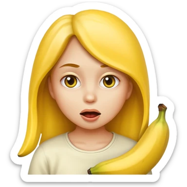 Girl emoji eating banana in suspicious way sticker