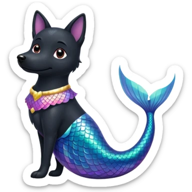 Black dog with mermaid tail sticker