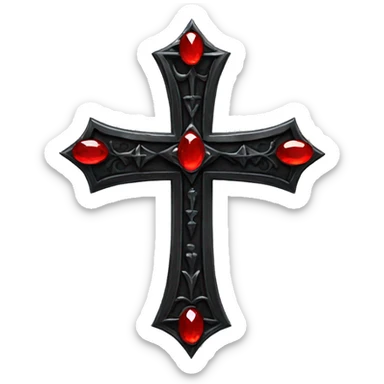Black cross gothic with red gems sticker