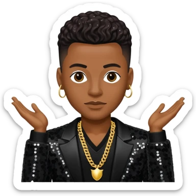 Donald DeVante Swing DeGrate from Jodeci/K-Ci & JoJo with dark brown, black sequin outfit sticker