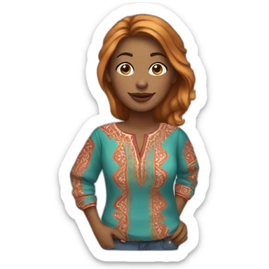 Woman with moroccan shirt sticker